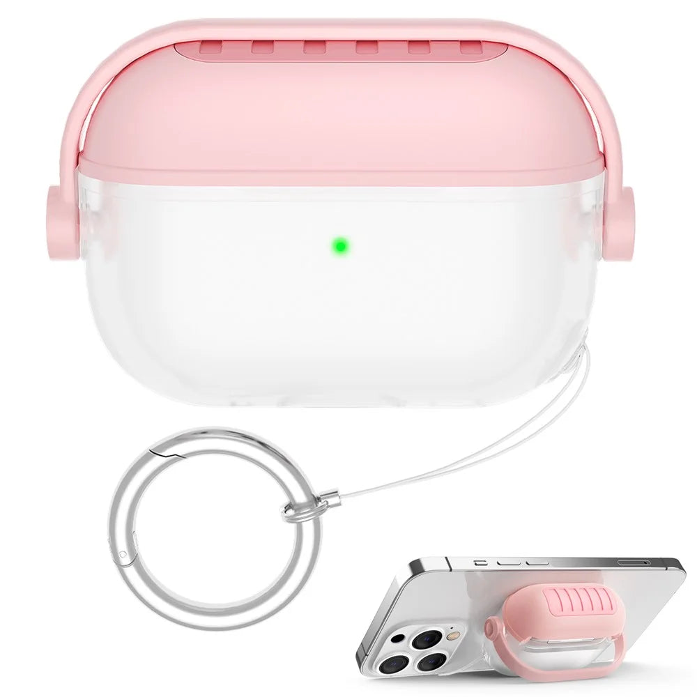 AHASTYLE WG174 For AirPods Pro 3 Silicone Earphone Case Transparent Separable Protective Cover - Pink - 1