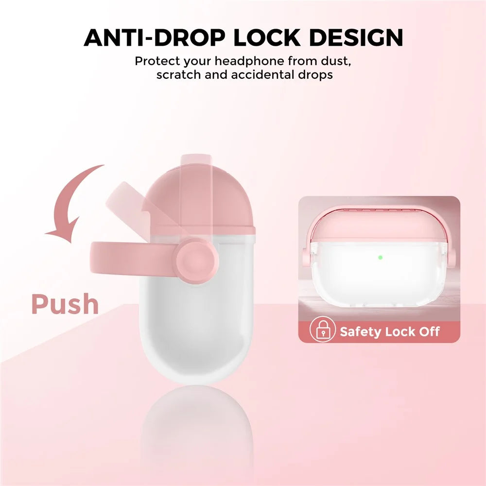 AHASTYLE WG174 For AirPods Pro 3 Silicone Earphone Case Transparent Separable Protective Cover - Pink - 2