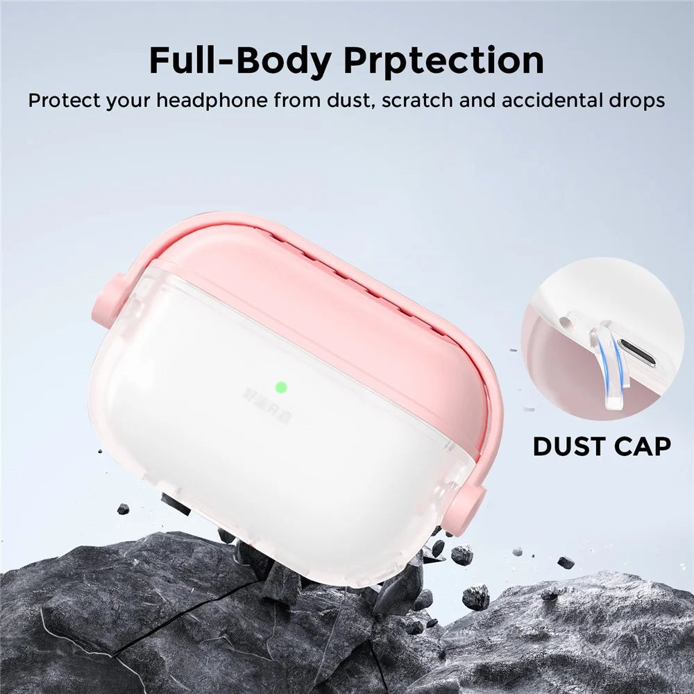 AHASTYLE WG174 For AirPods Pro 3 Silicone Earphone Case Transparent Separable Protective Cover - Pink - 5