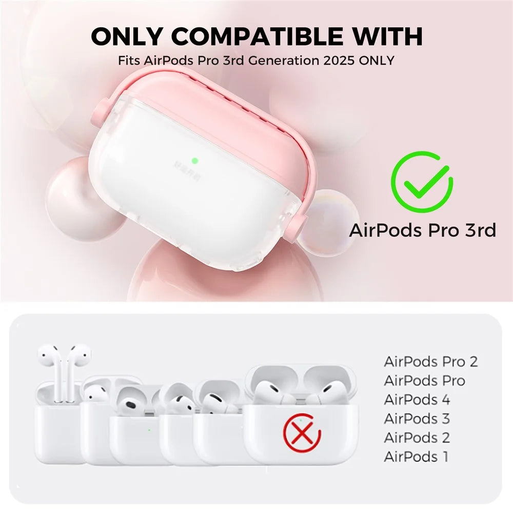 AHASTYLE WG174 For AirPods Pro 3 Silicone Earphone Case Transparent Separable Protective Cover - Pink - 7