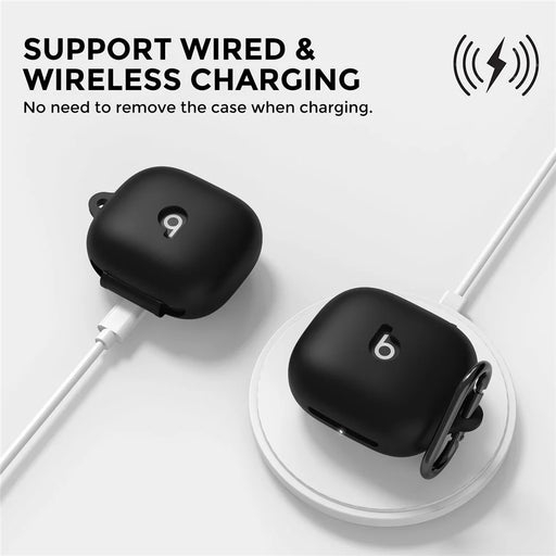 AHASTYLE WG189 For Beats Powerbeats Fit (2025) Silicone Case Integrated Earphone Protective Cover with Carabiner - Black - 2