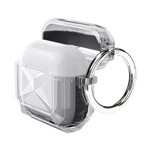 Full Protection Rhombus Style Shockproof Protective Case with Carabiner for Apple AirPods 3 - Black - 1
