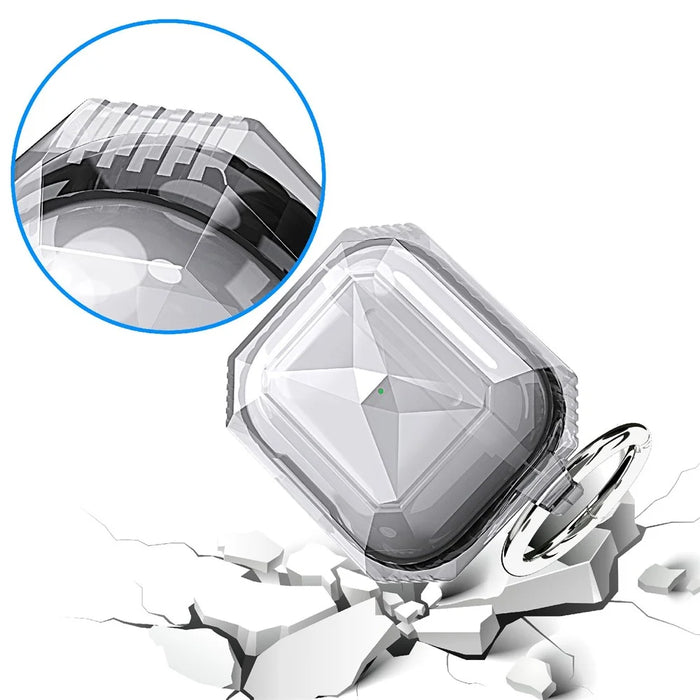 Full Protection Rhombus Style Shockproof Protective Case with Carabiner for Apple AirPods 3 - Black - 3