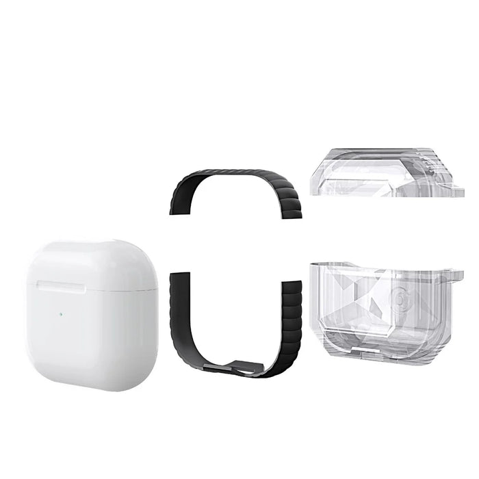 Full Protection Rhombus Style Shockproof Protective Case with Carabiner for Apple AirPods 3 - Black - 6