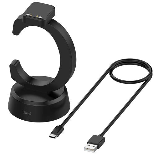 For Cosmo JrTrack 5 / 4 / 3 / 2 / JrTrack / Xplora XG02 Charging Dock Kids Smartwatch C-Shape Charging Stand with Cable - Black - 1