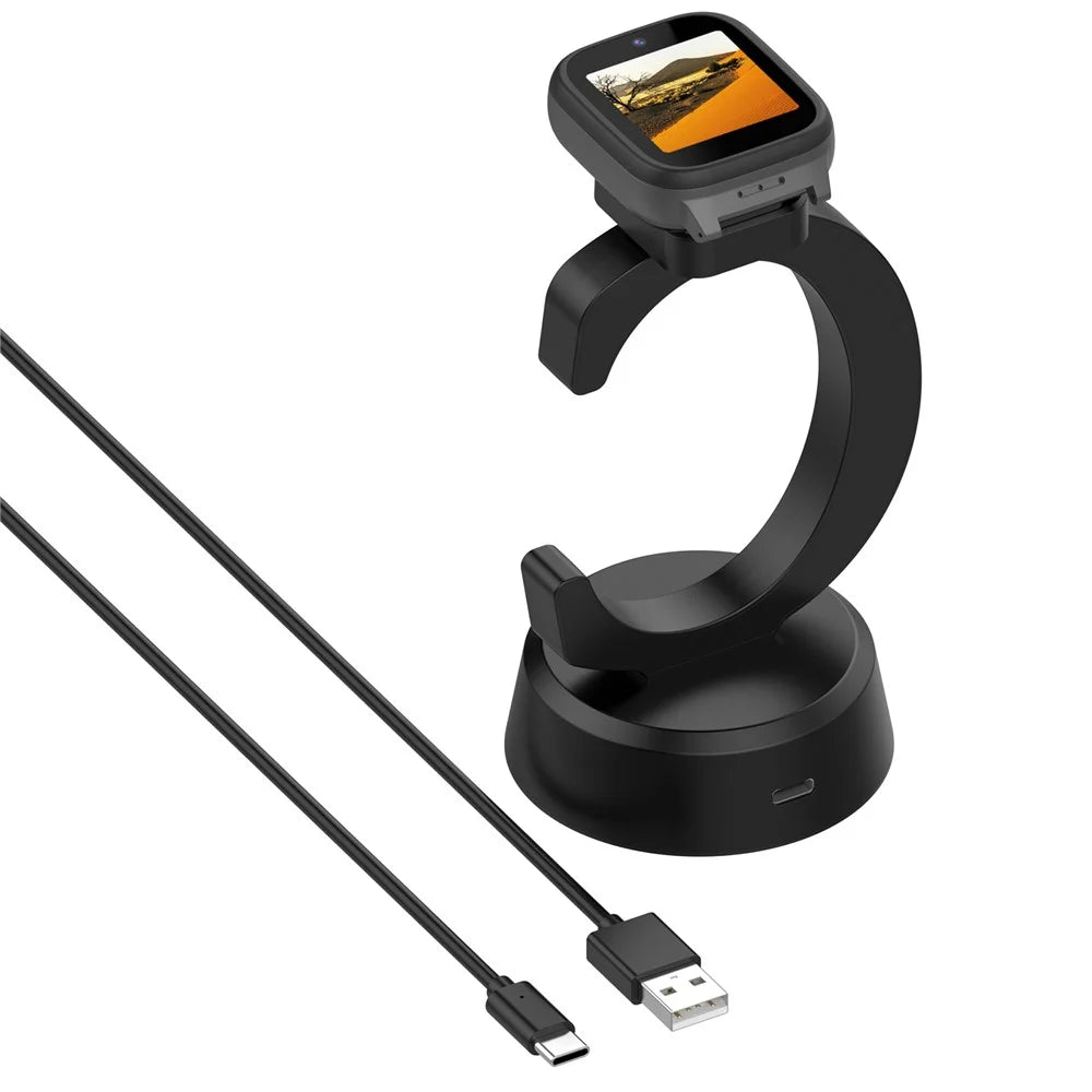 For Cosmo JrTrack 5 / 4 / 3 / 2 / JrTrack / Xplora XG02 Charging Dock Kids Smartwatch C-Shape Charging Stand with Cable - Black - 2