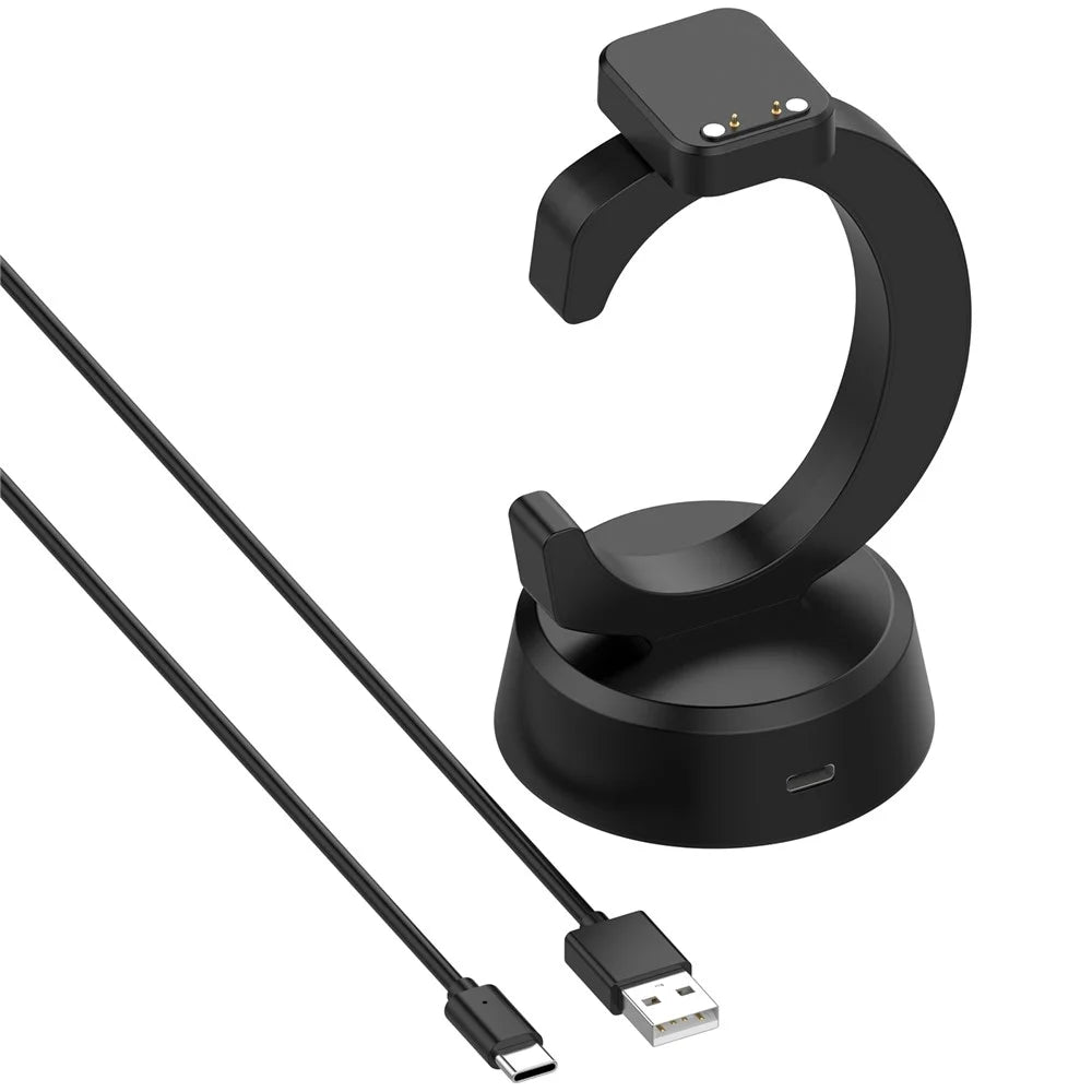 For Cosmo JrTrack 5 / 4 / 3 / 2 / JrTrack / Xplora XG02 Charging Dock Kids Smartwatch C-Shape Charging Stand with Cable - Black - 4