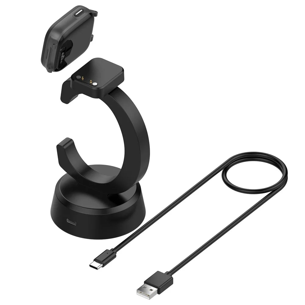 For Cosmo JrTrack 5 / 4 / 3 / 2 / JrTrack / Xplora XG02 Charging Dock Kids Smartwatch C-Shape Charging Stand with Cable - Black - 6