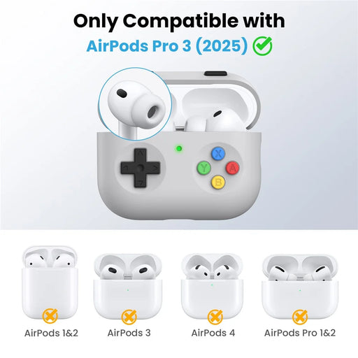 AHASTYLE DD13 For AirPods Pro 3 Silicone Case Game Controller Design Split Protective Cover with Hook - Grey - 2