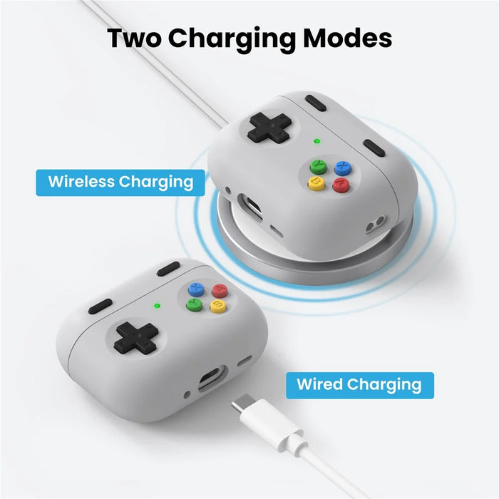AHASTYLE DD13 For AirPods Pro 3 Silicone Case Game Controller Design Split Protective Cover with Hook - Grey - 4