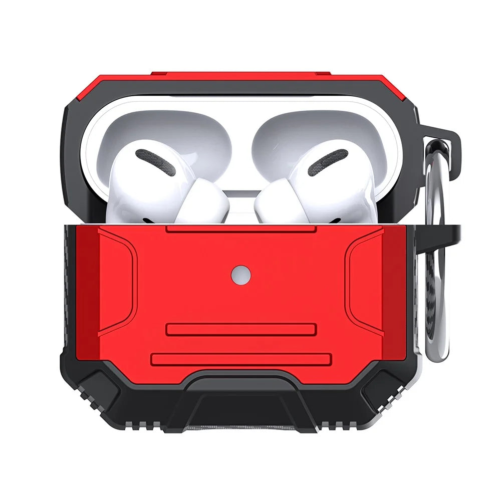 Full Protection Soft TPU + Hard PC Protective Case with Carabiner for Apple AirPods 3 - Red - 2