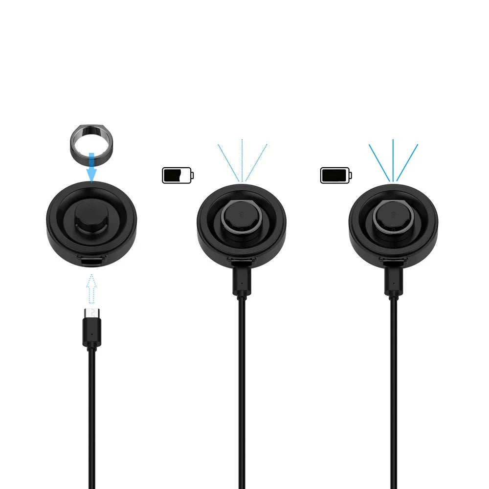 XY-152 For Oura Ring Gen 3, Size 13 Wireless Charging Case with USB Cable Smart Ring Portable Charger - Black - 3