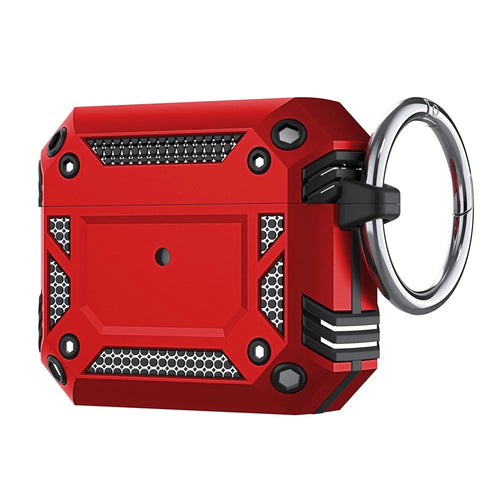 Hard PC and Soft TPU Cover Drop Tested Shockproof Airpod Case with Keychain for Apple AirPods 3 - Red - 1