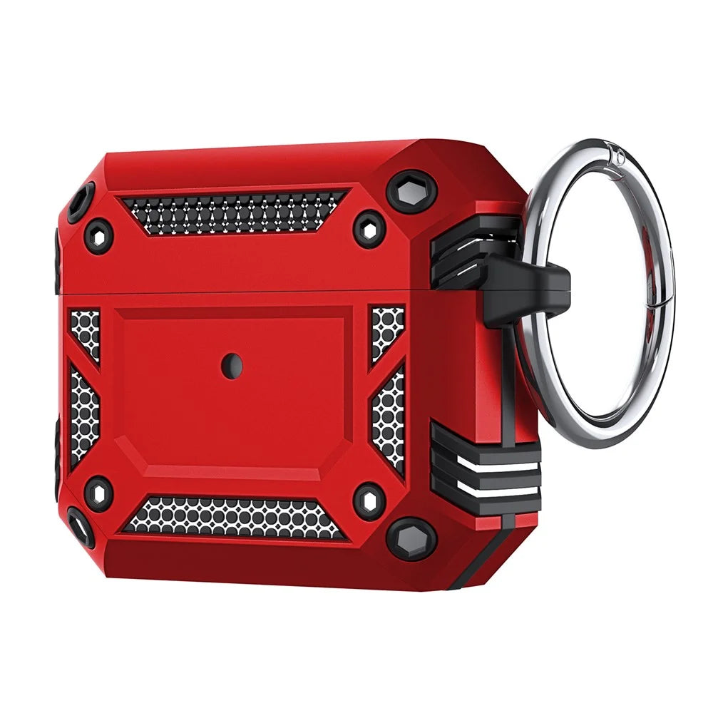 Hard PC and Soft TPU Cover Drop Tested Shockproof Airpod Case with Keychain for Apple AirPods 3 - Red - 1