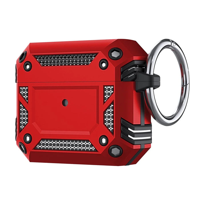Hard PC and Soft TPU Cover Drop Tested Shockproof Airpod Case with Keychain for Apple AirPods 3 - Red - 1