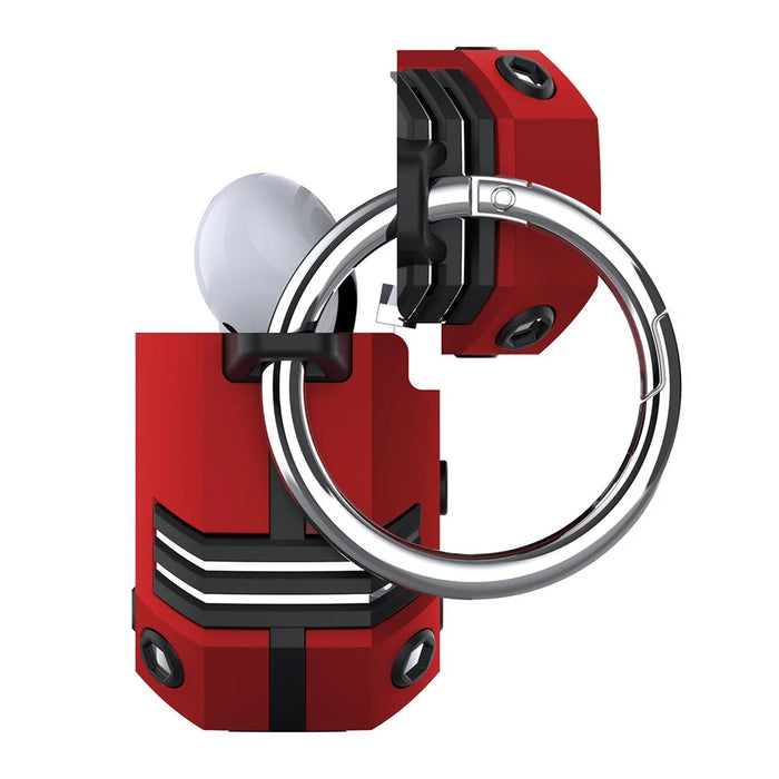 Hard PC and Soft TPU Cover Drop Tested Shockproof Airpod Case with Keychain for Apple AirPods 3 - Red - 3