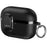 For AirPods Pro 3 Case Foldable Stand Electroplated Litchi Texture TPU PC Earbuds Cover with Switch  /  Carabiner - Black - 1