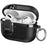 For AirPods Pro 3 Case Foldable Stand Electroplated Litchi Texture TPU PC Earbuds Cover with Switch  /  Carabiner - Black - 2