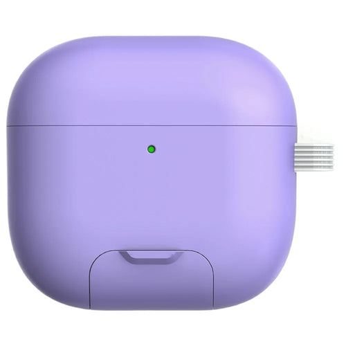 For AirPods 4 Case Foldable Stand TPU PC Magnetic Earbuds Cover with Carabiner - Purple - 1