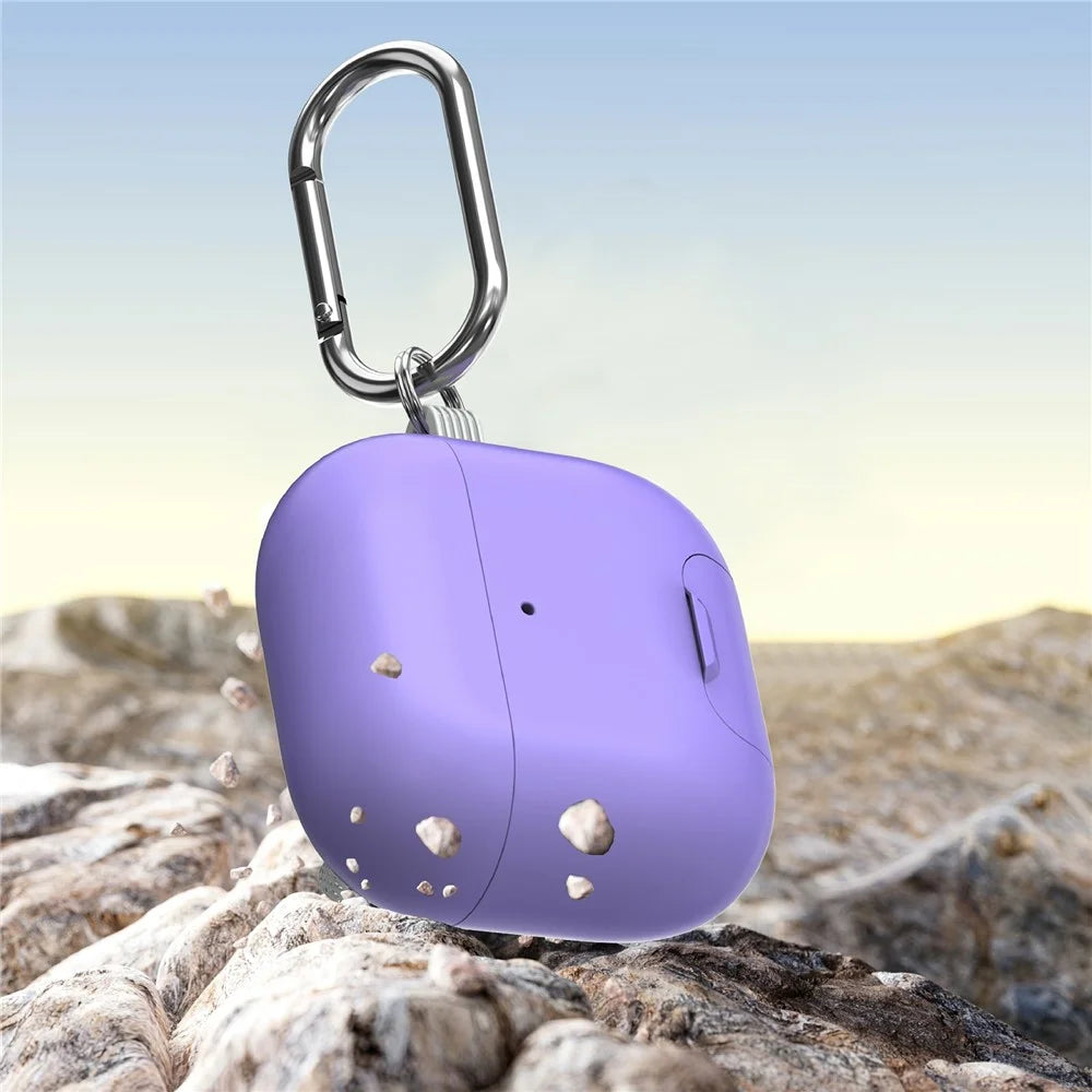 For AirPods 4 Case Foldable Stand TPU PC Magnetic Earbuds Cover with Carabiner - Purple - 5
