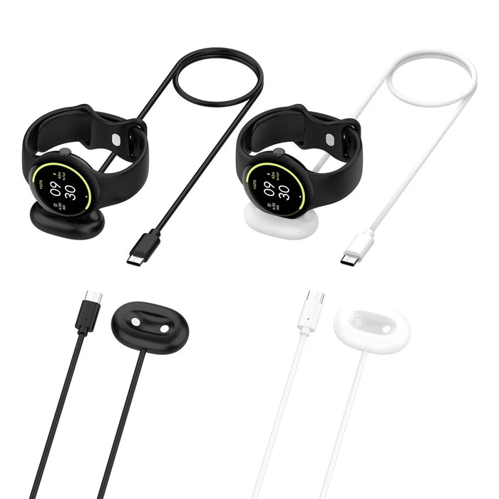 For Google Pixel Watch 4 45mm / 41mm Smart Watch Magnetic Charger Cord 1m USB-C Charging Cable - Black - 2