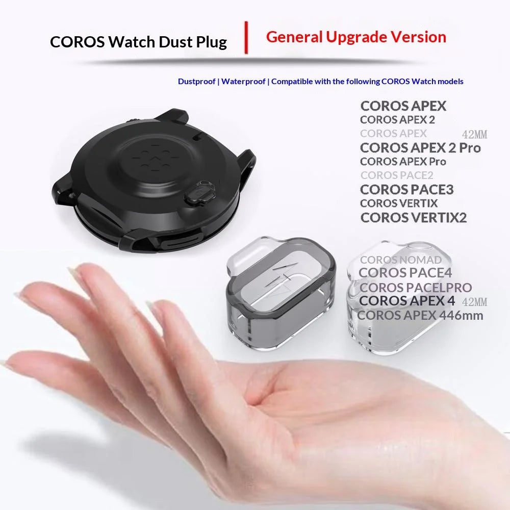 TPU Dust Cover for Coros Apex 2 Pro / Apex Pro / Apex 2 Smart Watch Charging Port Dust Plug - Transparent Black - 5