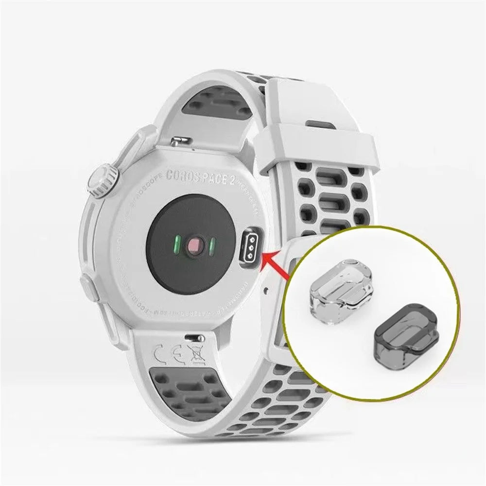 TPU Dust Cover for Coros Apex 2 Pro / Apex Pro / Apex 2 Smart Watch Charging Port Dust Plug - Transparent Black - 6