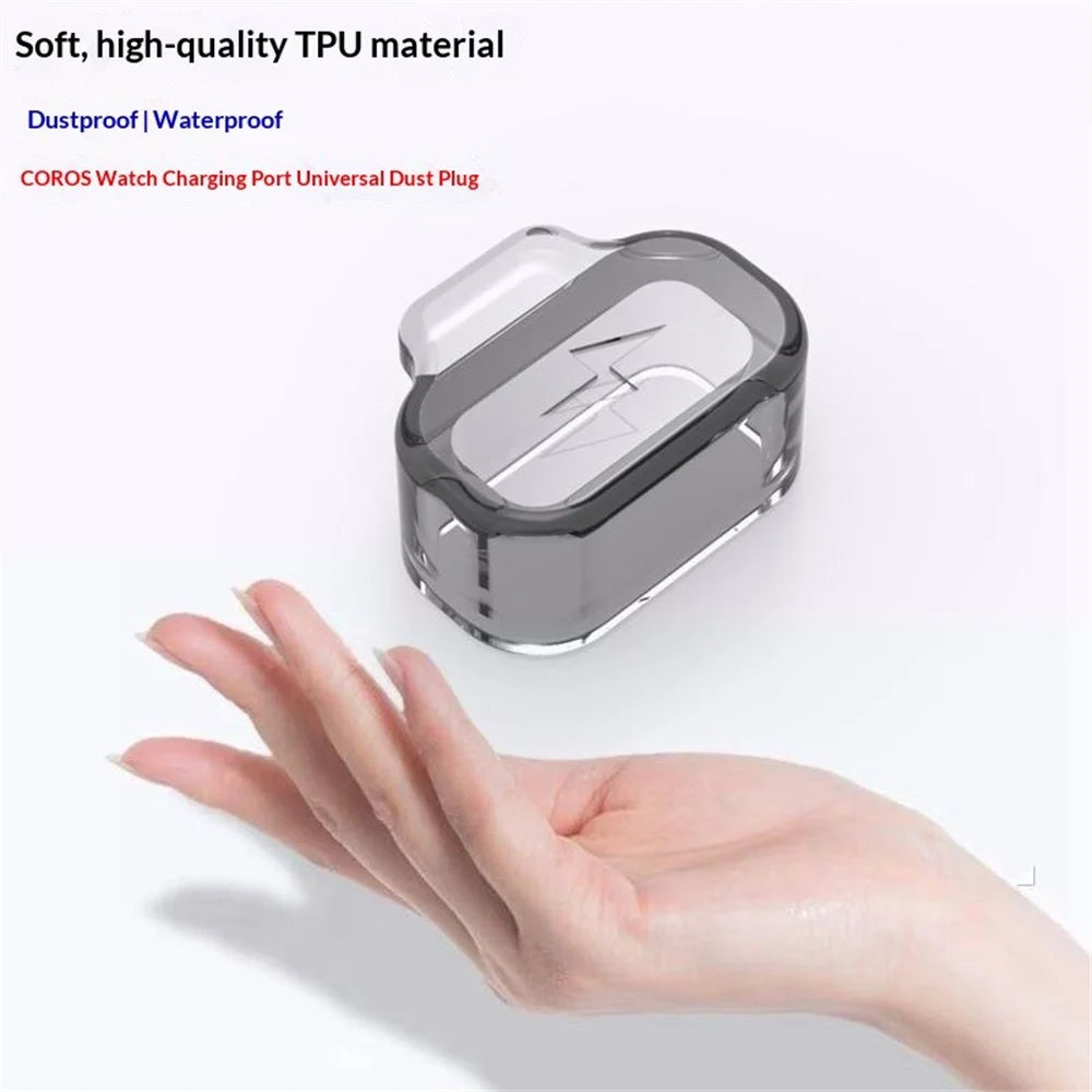 TPU Dust Cover for Coros Apex 2 Pro / Apex Pro / Apex 2 Smart Watch Charging Port Dust Plug - Transparent Black - 7