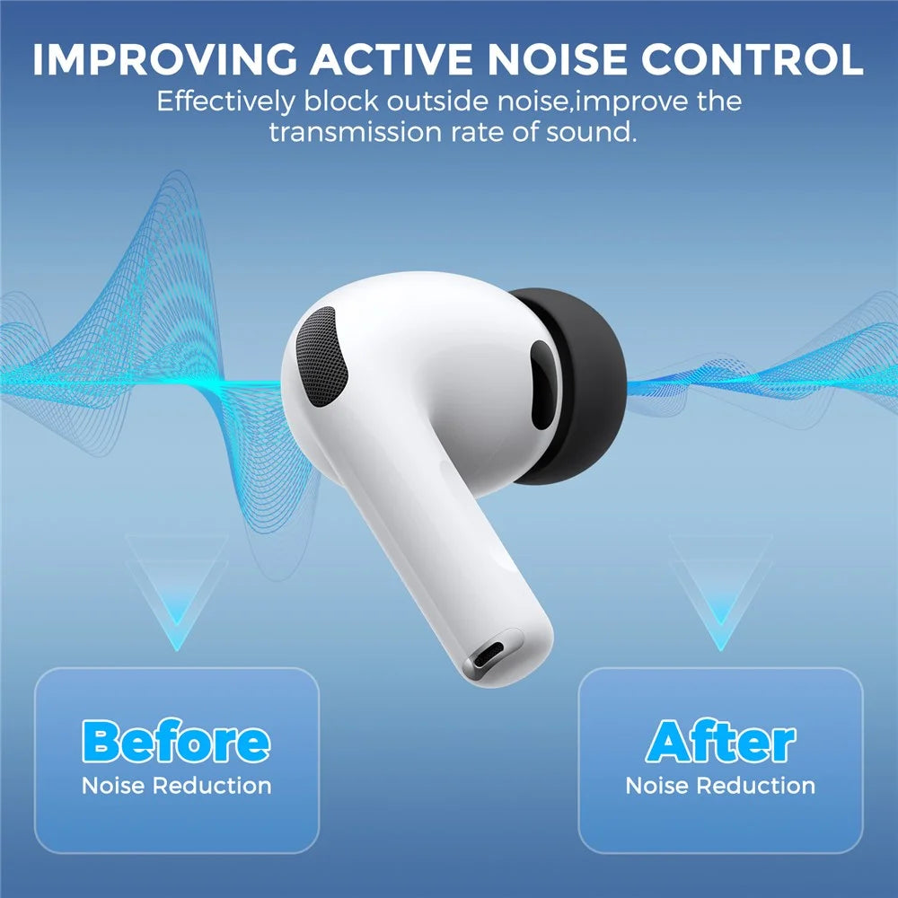 AHASTYLE WG187 6 Pairs For AirPods Pro 3 Silicone Ear Tips Soft Flexible Premium Noise Control Earphone Caps - Black - 3