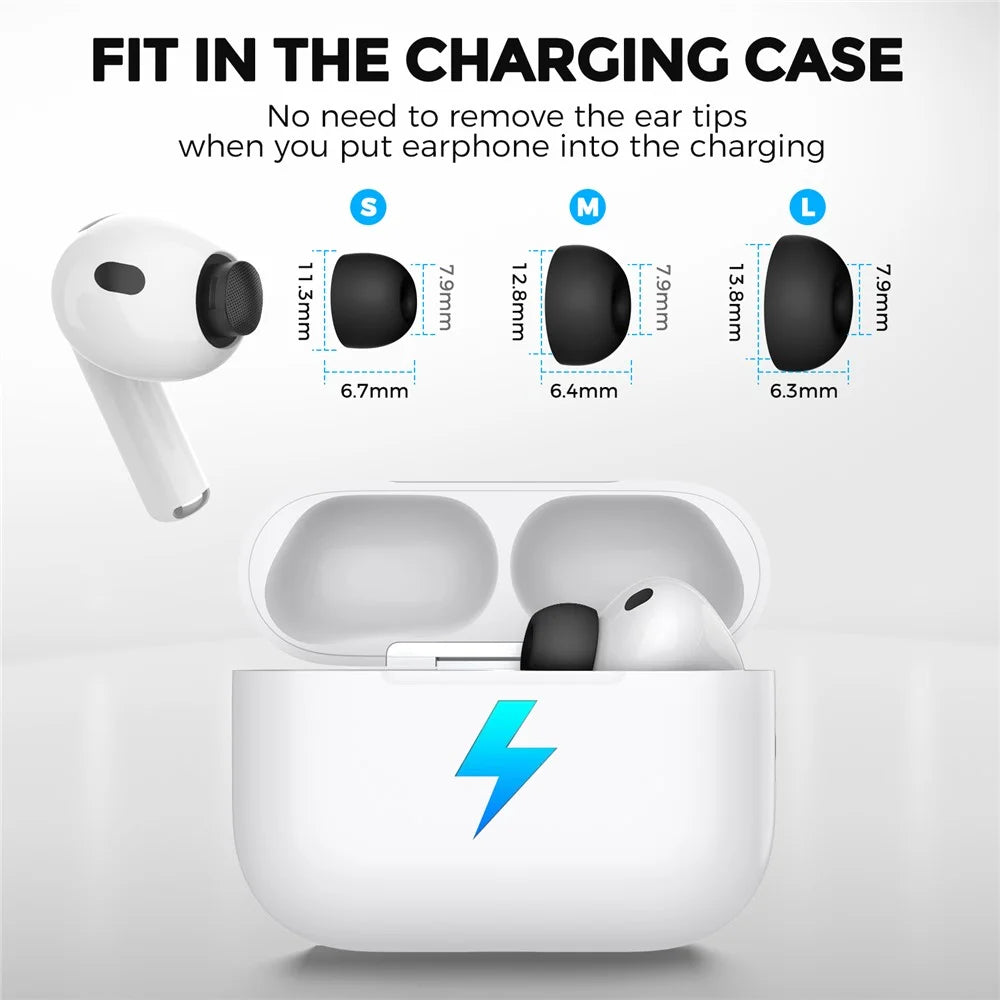 AHASTYLE WG187 6 Pairs For AirPods Pro 3 Silicone Ear Tips Soft Flexible Premium Noise Control Earphone Caps - Black - 5