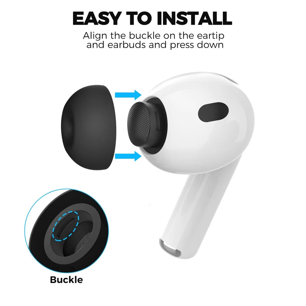 AHASTYLE WG187 6 Pairs For AirPods Pro 3 Silicone Ear Tips Soft Flexible Premium Noise Control Earphone Caps - Black - 6