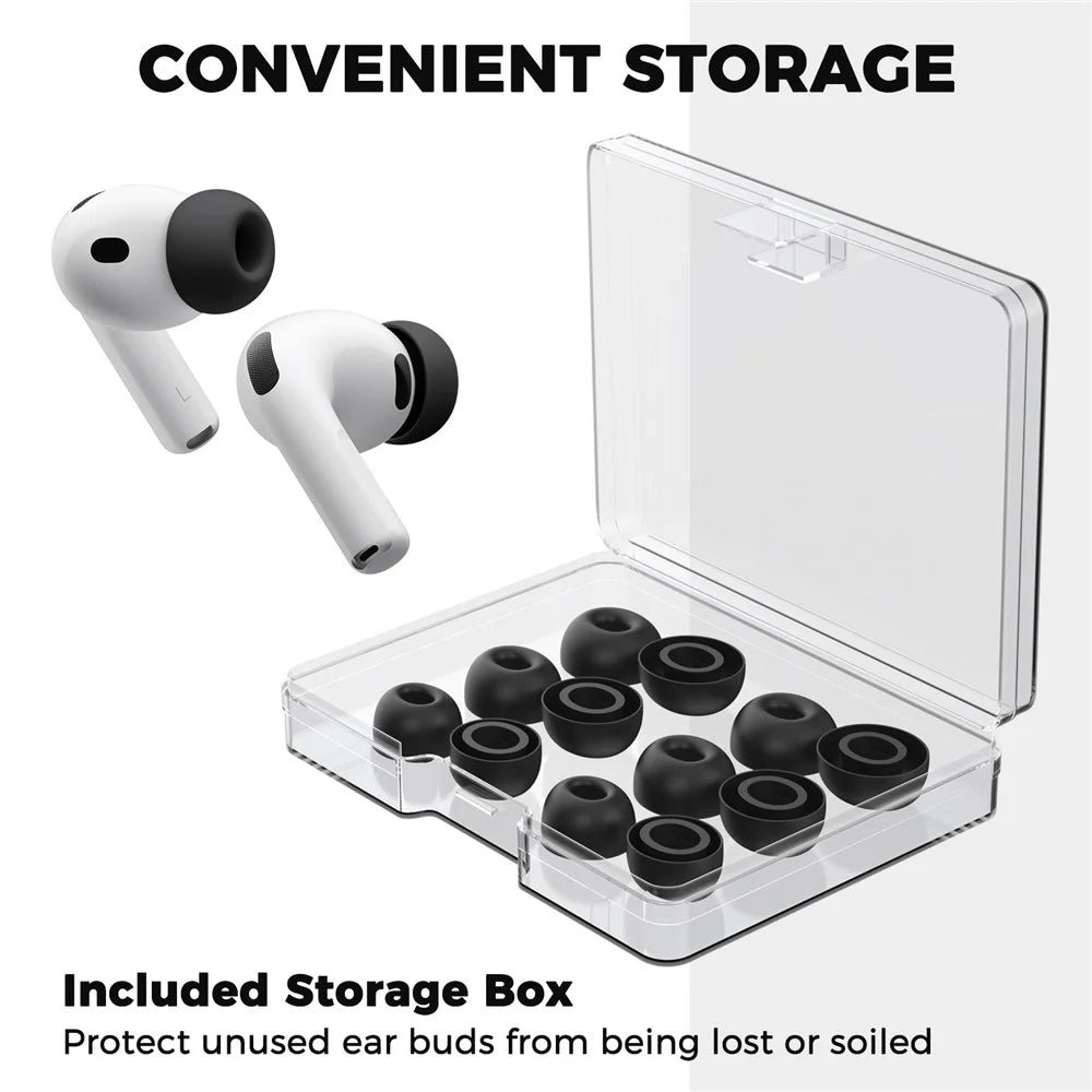 AHASTYLE WG187 6 Pairs For AirPods Pro 3 Silicone Ear Tips Soft Flexible Premium Noise Control Earphone Caps - Black - 7