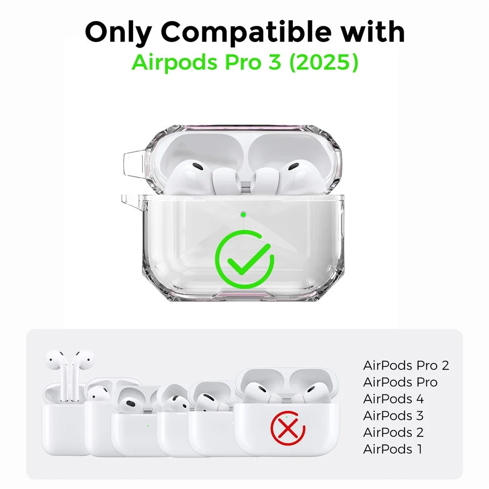 AHASTYLE WG165-Pro3 For AirPods Pro 3 Case Dual Color TPU Earphone Cover with Carabiner - Black - 6