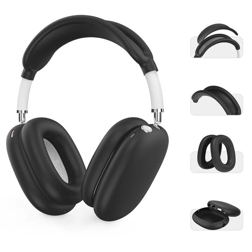 AHASTYLE WG135 For AirPods Max 4 in 1 Silicone Case Set Headband Pad Headband Cover Earpad Covers Ear Cups Covers - Black - 1