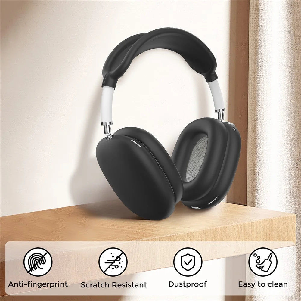 AHASTYLE WG135 For AirPods Max 4 in 1 Silicone Case Set Headband Pad Headband Cover Earpad Covers Ear Cups Covers - Black - 6