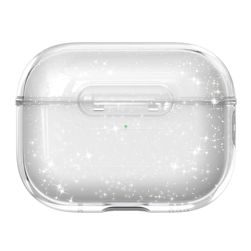 For AirPods Pro 3 Case Clear Gitter TPU PC Shockproof Earphone Cover with Lock Button - Glitter Transparent - 1