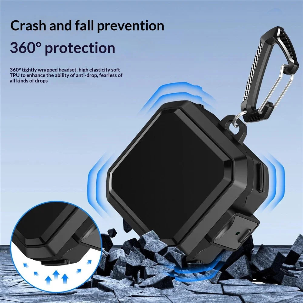For Samsung Galaxy Buds4 / Buds4 Pro Case PC + TPU Anti-drop Earphone Armor Cover with Switch Lock - Black - 2