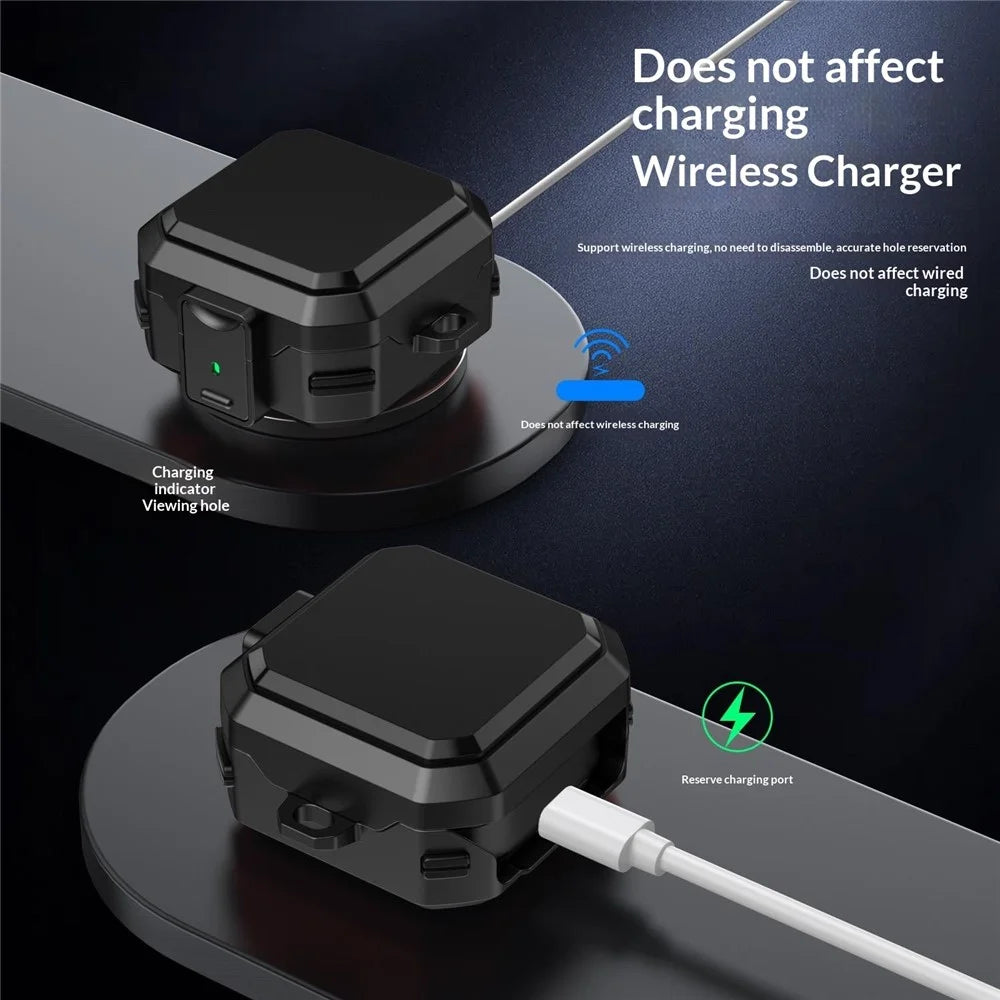 For Samsung Galaxy Buds4 / Buds4 Pro Case PC + TPU Anti-drop Earphone Armor Cover with Switch Lock - Black - 4