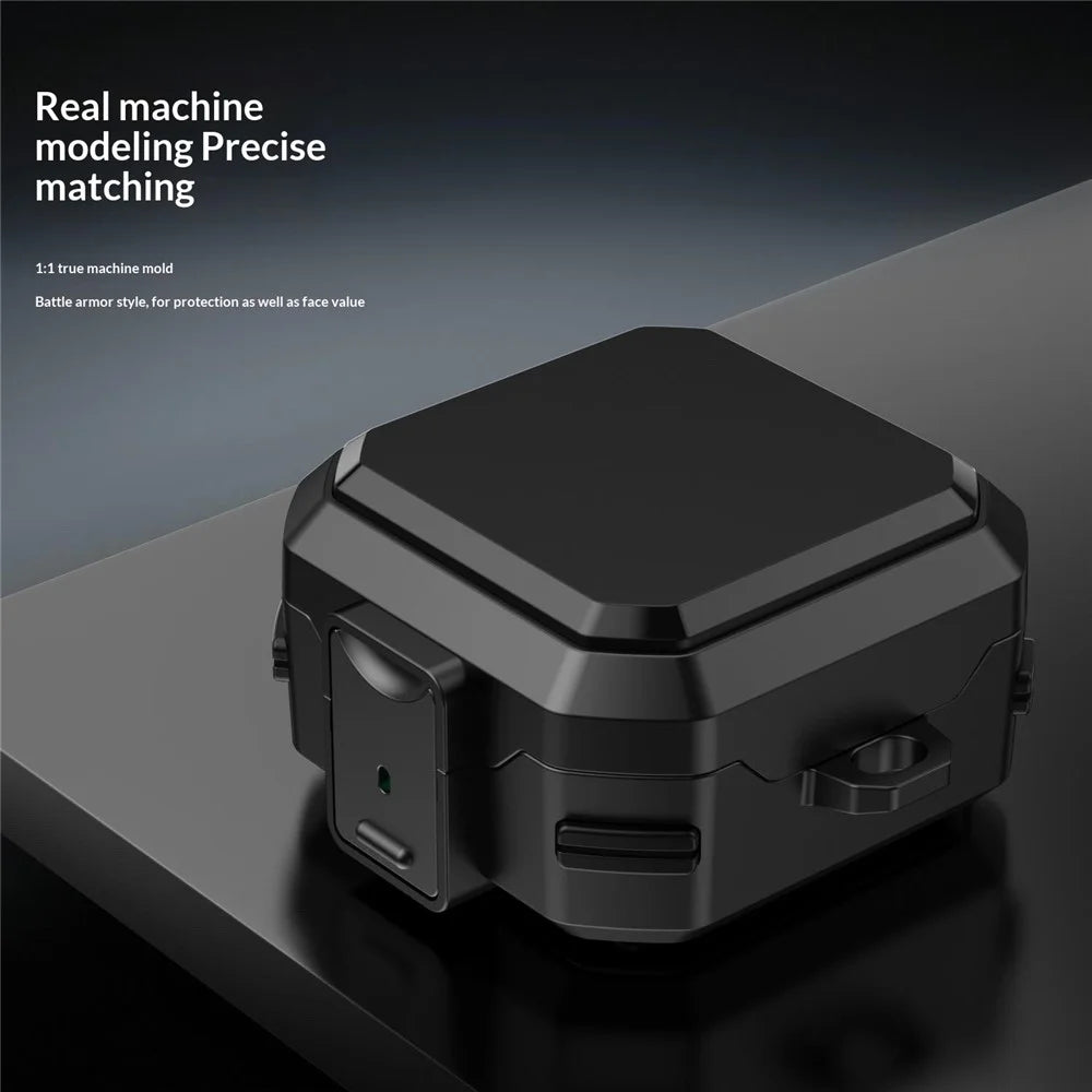 For Samsung Galaxy Buds4 / Buds4 Pro Case PC + TPU Anti-drop Earphone Armor Cover with Switch Lock - Black - 6