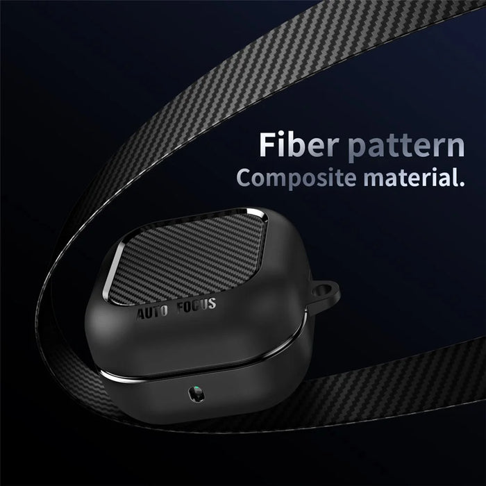 For Samsung Galaxy Buds4 / Buds4 Pro Case Carbon Fiber Texture TPU Earbuds Protective Cover with Hook - Black - 5