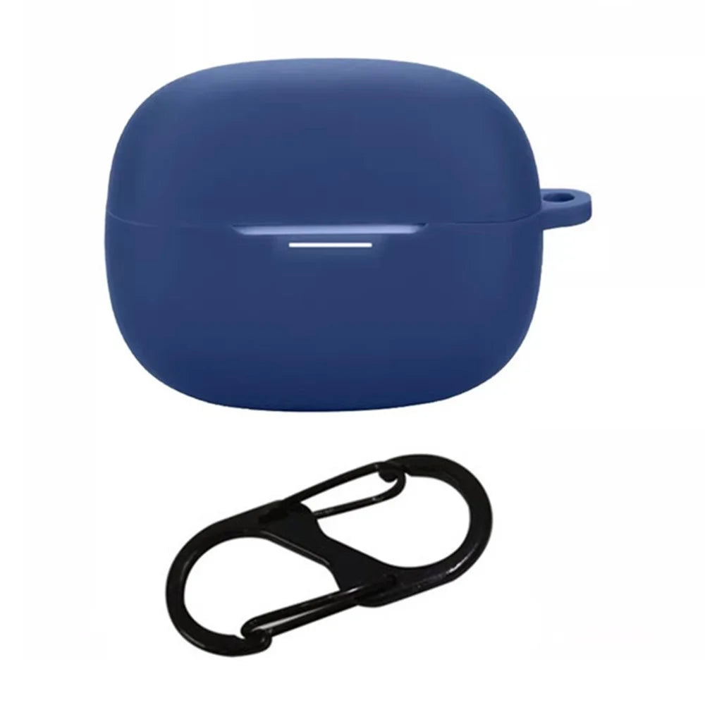 For Xiaomi Redmi Buds 8 Pro Silicone Case Wireless Earbuds Protective Cover with Anti-Lost Buckle - Dark Blue - 1