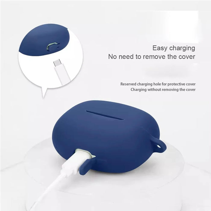 For Xiaomi Redmi Buds 8 Pro Silicone Case Wireless Earbuds Protective Cover with Anti-Lost Buckle - Dark Blue - 2