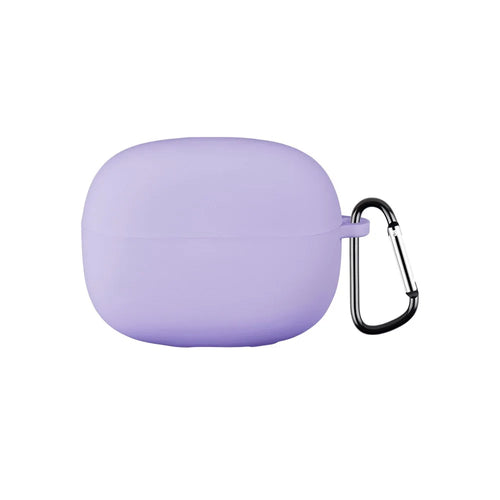 For Xiaomi Redmi Buds 8 Pro Silicone Case Wireless Earphone Anti-Scratch Protective Cover with Carabiner - Purple - 1