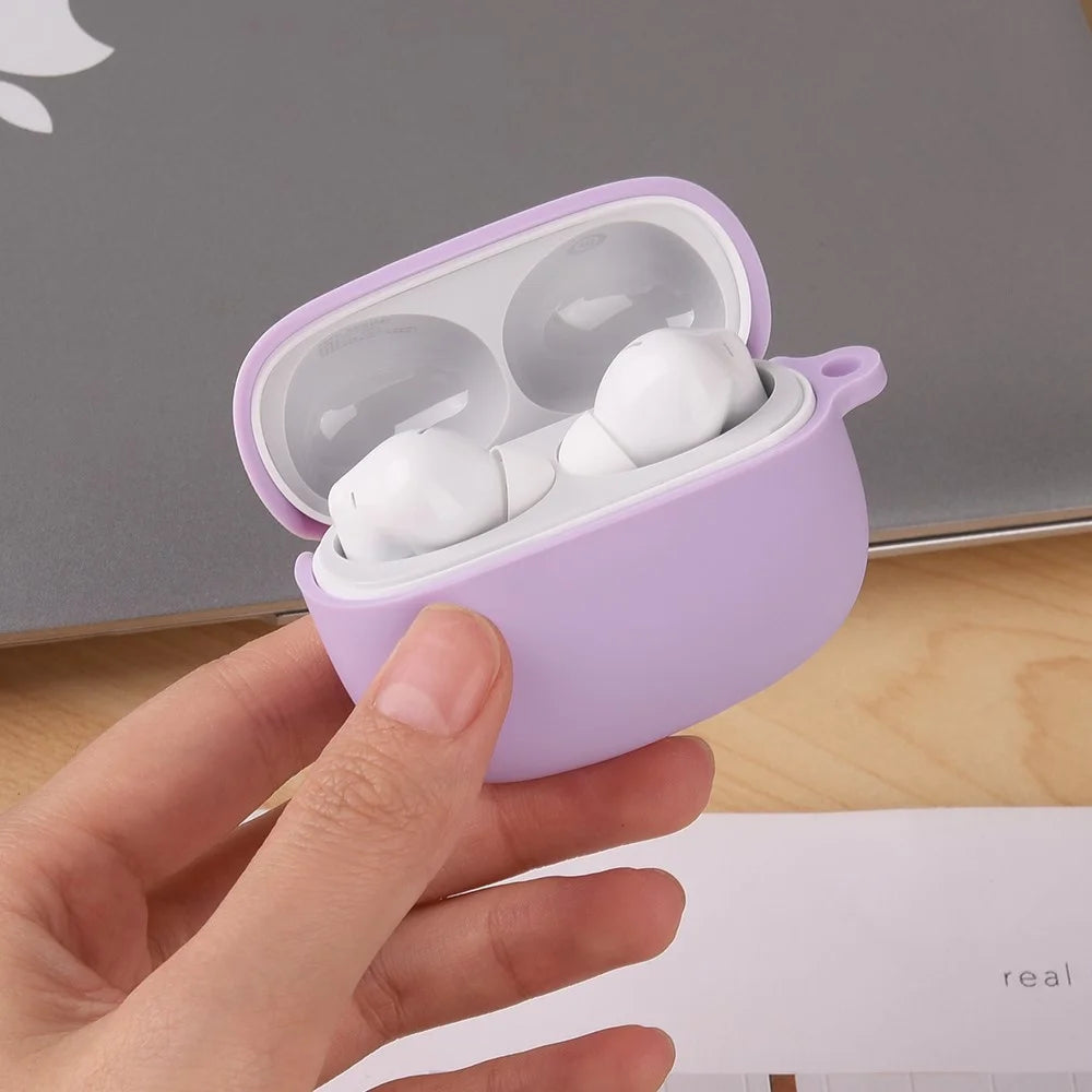 For Xiaomi Redmi Buds 8 Pro Silicone Case Wireless Earphone Anti-Scratch Protective Cover with Carabiner - Purple - 2