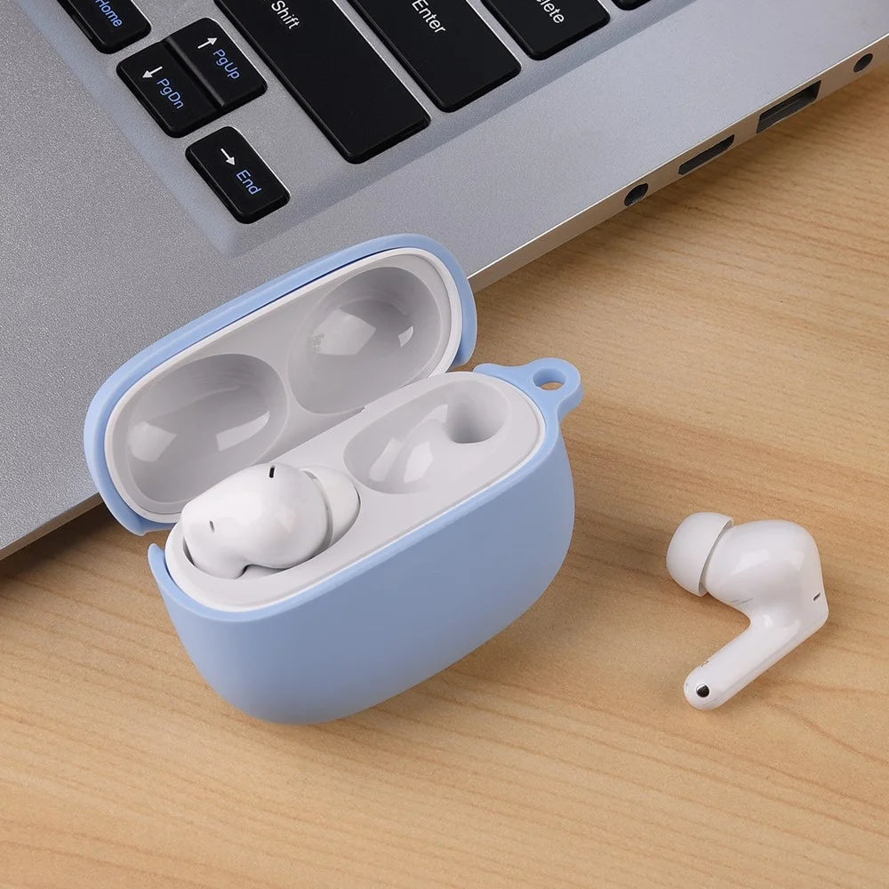 For Xiaomi Redmi Buds 8 Pro Silicone Case Wireless Earphone Anti-Scratch Protective Cover with Carabiner - Purple - 3