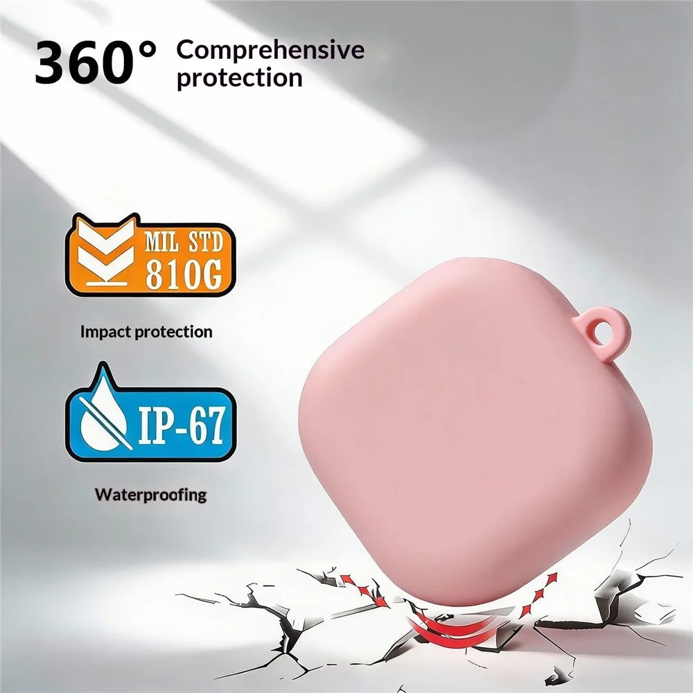 For Samsung Galaxy Buds4 / Buds4 Pro Liquid Silicone Case Earphone Protective Cover with Carabiner - Pink - 2