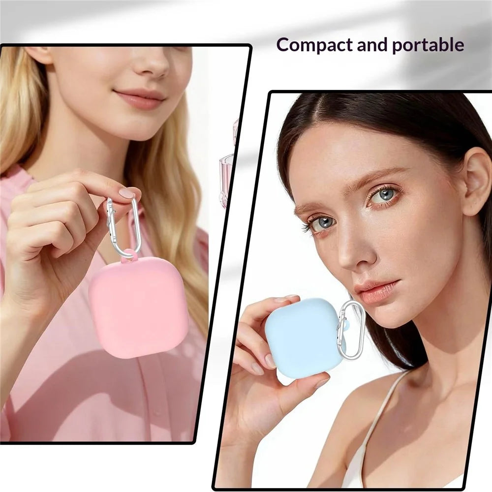 For Samsung Galaxy Buds4 / Buds4 Pro Liquid Silicone Case Earphone Protective Cover with Carabiner / Cleaning Pen - Pink - 5