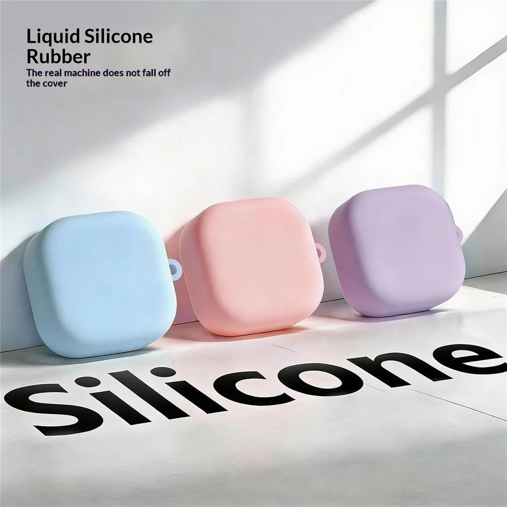 For Samsung Galaxy Buds4 / Buds4 Pro Liquid Silicone Case Earphone Protective Cover with Carabiner / Cleaning Pen - Pink - 7