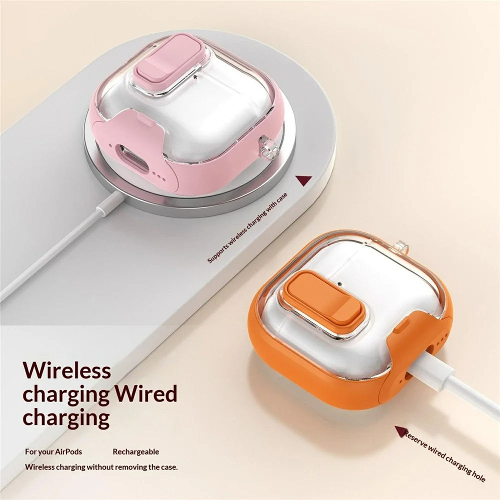 For Apple AirPods 4 Case Phone Stand Holder TPU + PC Earphone Cover with Hanging Buckle - Black - 7