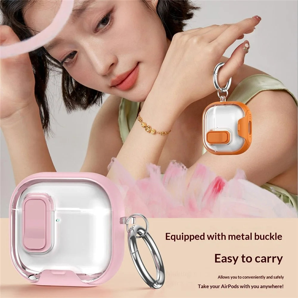 For Apple AirPods Pro 3 Case Phone Stand Holder TPU + PC Earphone Cover with Hanging Buckle - Black - 3